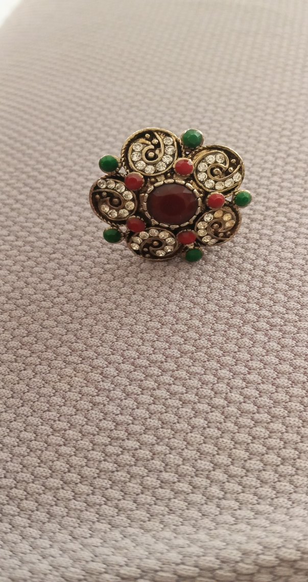 Renkli Boncuklu Vintage Kadın Yüzük - Görsel 4