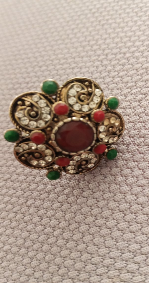 Renkli Boncuklu Vintage Kadın Yüzük - Görsel 3