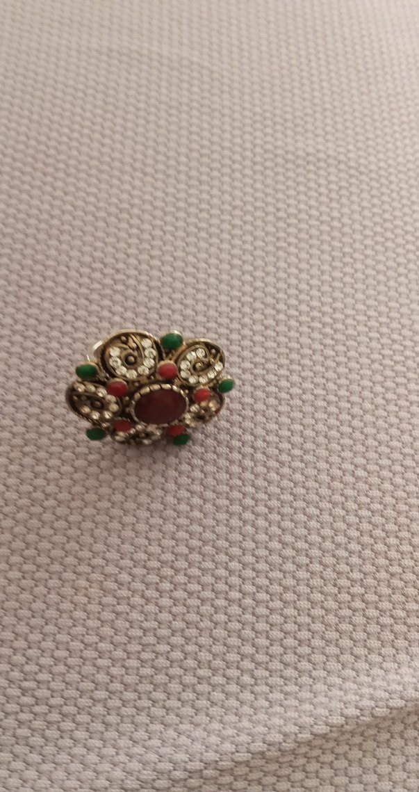 Renkli Boncuklu Vintage Kadın Yüzük - Görsel 2