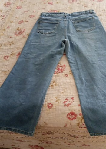 Düğmeli Mavi Loose Fit Midi Kadın Kot Pantolon - Görsel 5