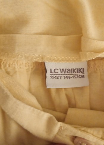 Kız Çocuk Sarı Keten Düğmeli Bluz - Görsel 3