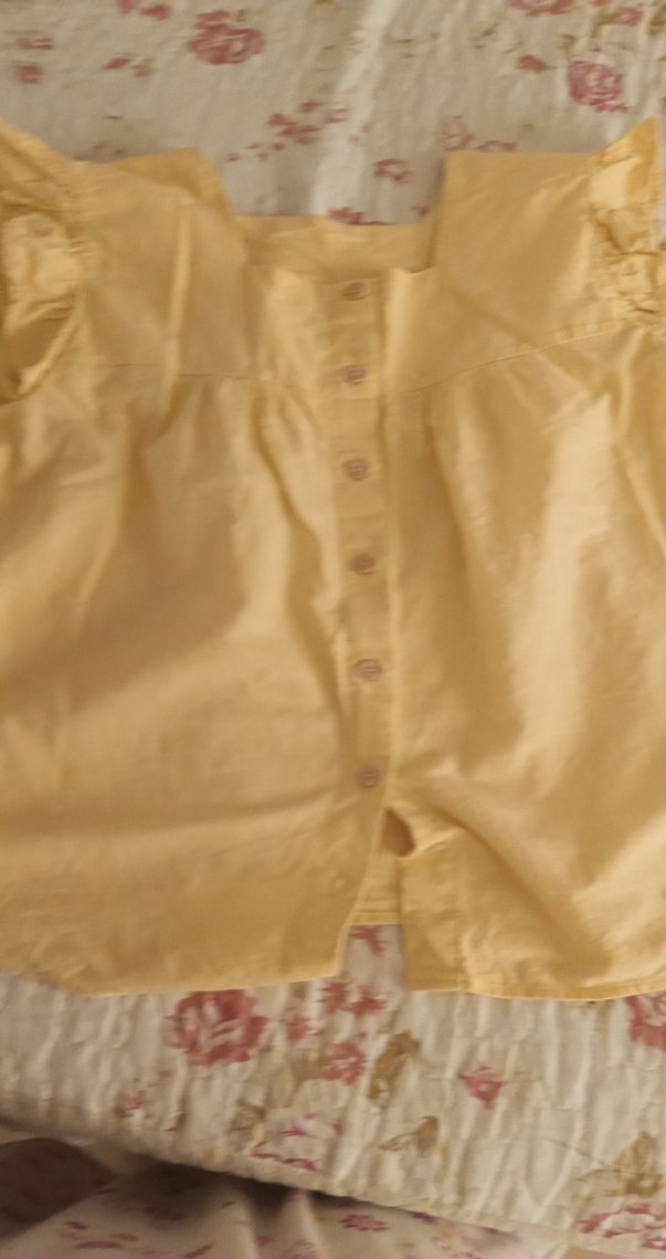 Kız Çocuk Sarı Keten Düğmeli Bluz - Görsel 2