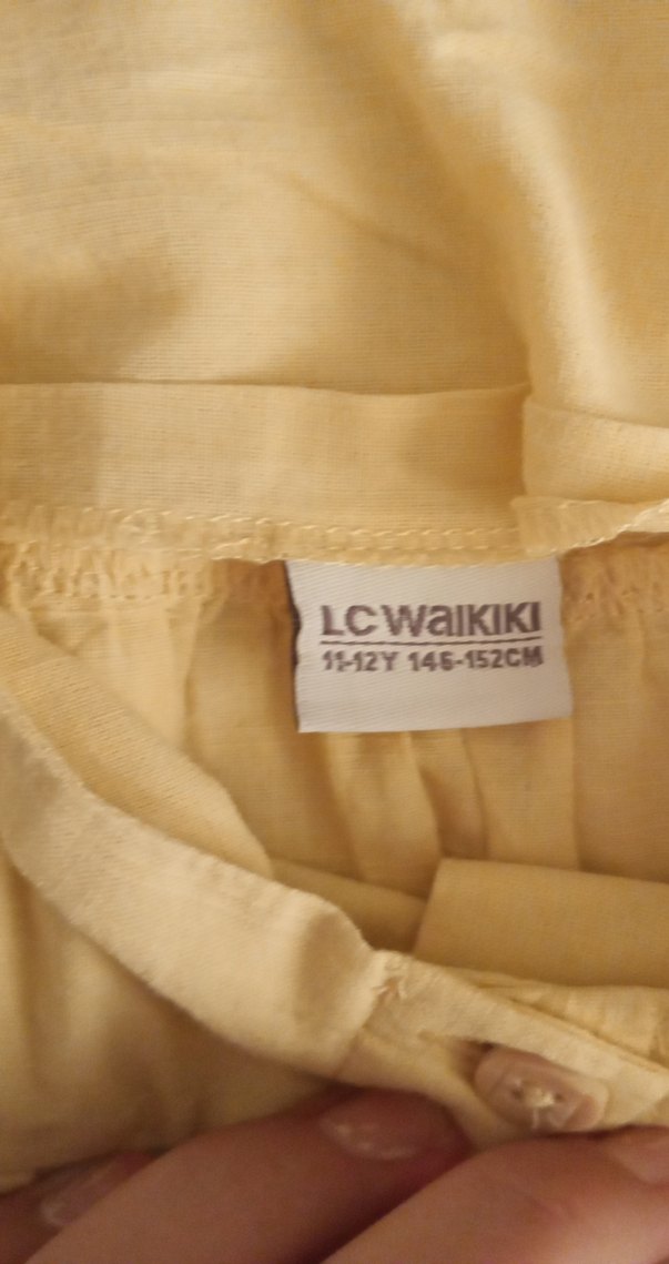 Kız Çocuk Sarı Keten Düğmeli Bluz - Görsel 3