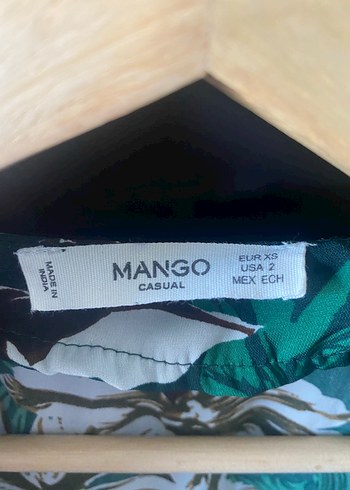 Mango Yeşil Desenli Bohem V-Yaka Kadın Tulum