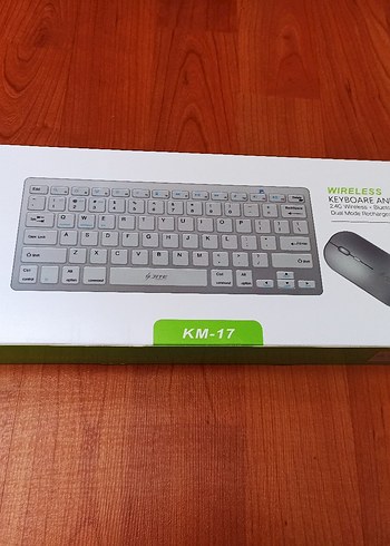 KM-17 Kablosuz Beyaz Gri Klavye ve mouse