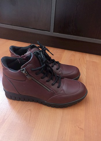 Bordo Kadın Bağcıklı Bot - Görsel 2