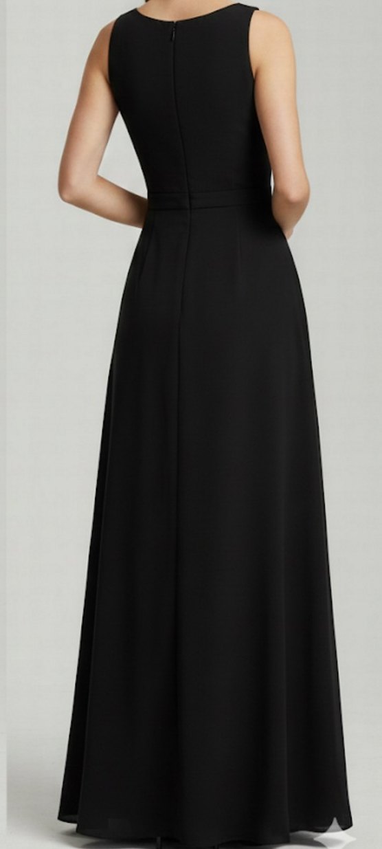 Siyah V Yaka Uzun Abiye Elbise - Görsel 2