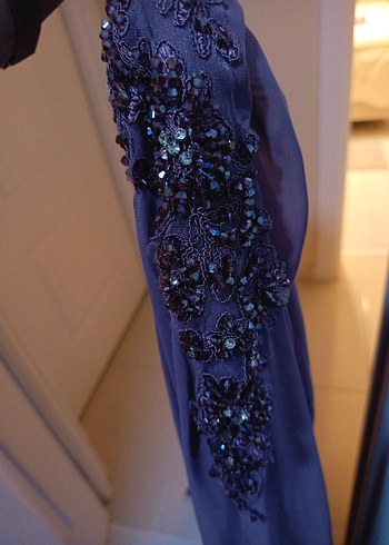 Mor Drapeli Uzun Abiye Elbise - Görsel 11