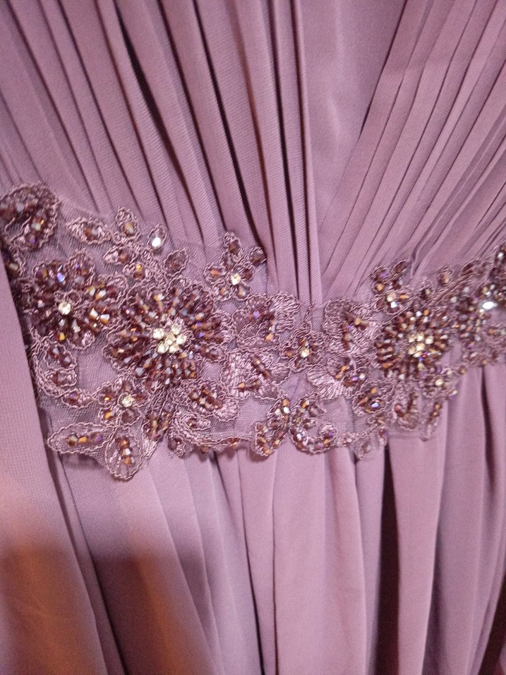 Mor Drapeli Uzun Abiye Elbise - Görsel 4