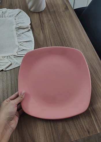 Pastel Pembe servis tabağı keramika 12 adet - Görsel 2