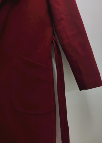 Bordo Uzun Kadın Kaban - Görsel 2