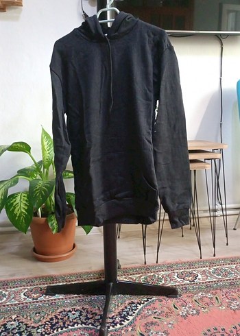 Siyah Yüksek Yakalı Kadın Sweatshirt - Görsel 3