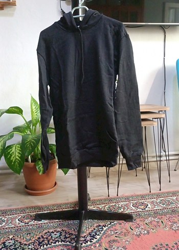 Siyah Yüksek Yakalı Kadın Sweatshirt - Görsel 2