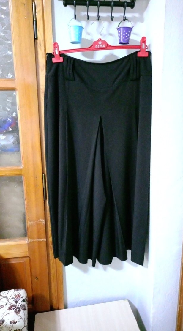 Drapeli Siyah Uzun Kadın Etek - Görsel 3