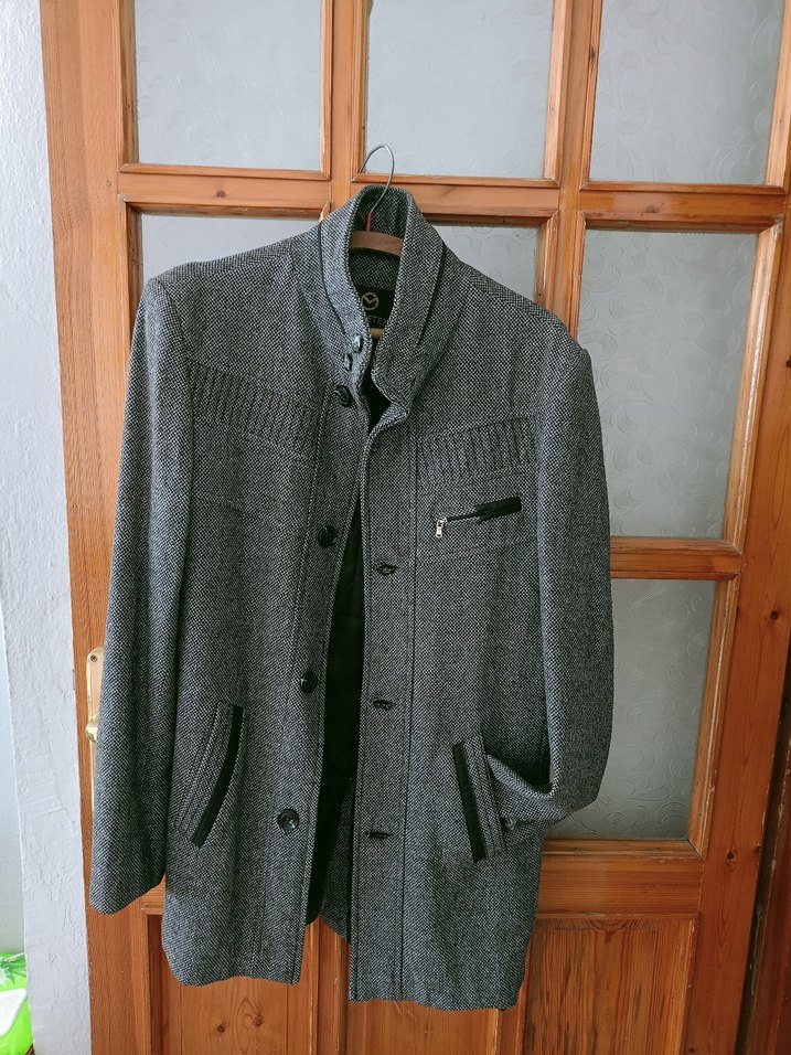 Gri Erkek Yün Düğmeli Ceket - Görsel 2