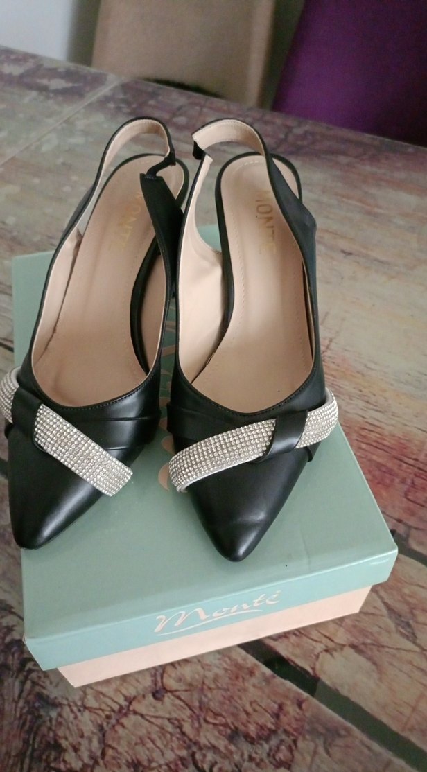 Siyah Rugan Tokalı Stiletto Kadın Topuklu Ayakkabı - Görsel 2