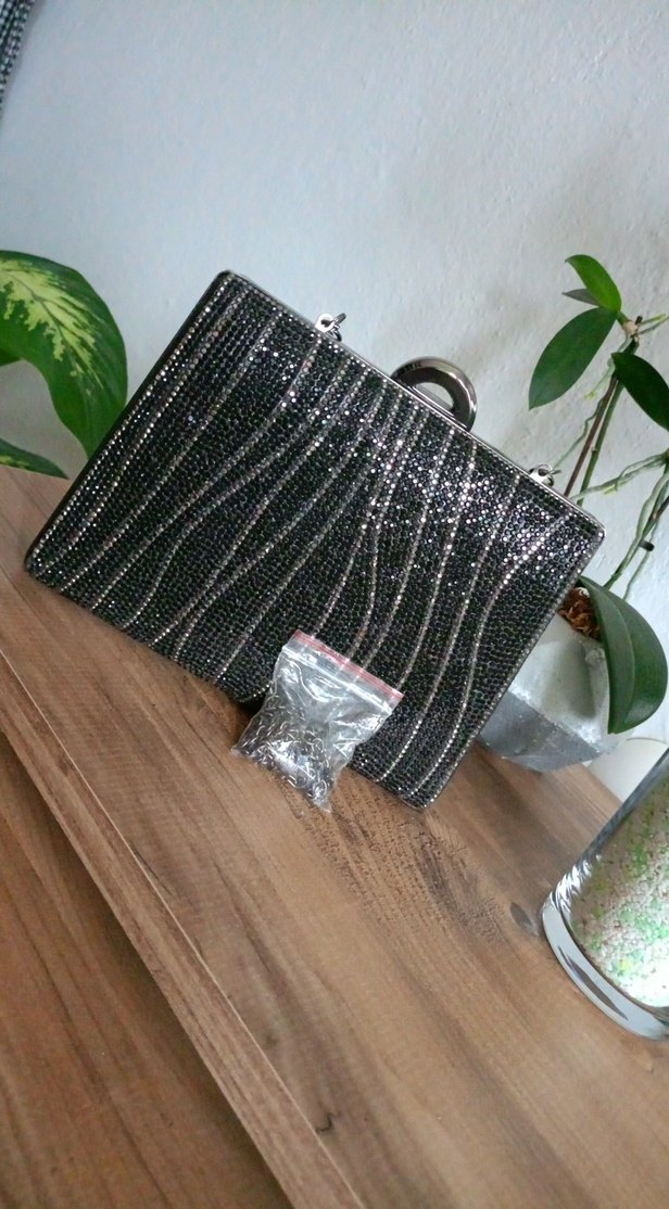 Siyah Boncuklu Yılan Desenli Abiye Çanta - Görsel 3