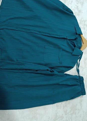 Lacivert Düğmeli Erkek Bohem Pijama Takımı - Görsel 4