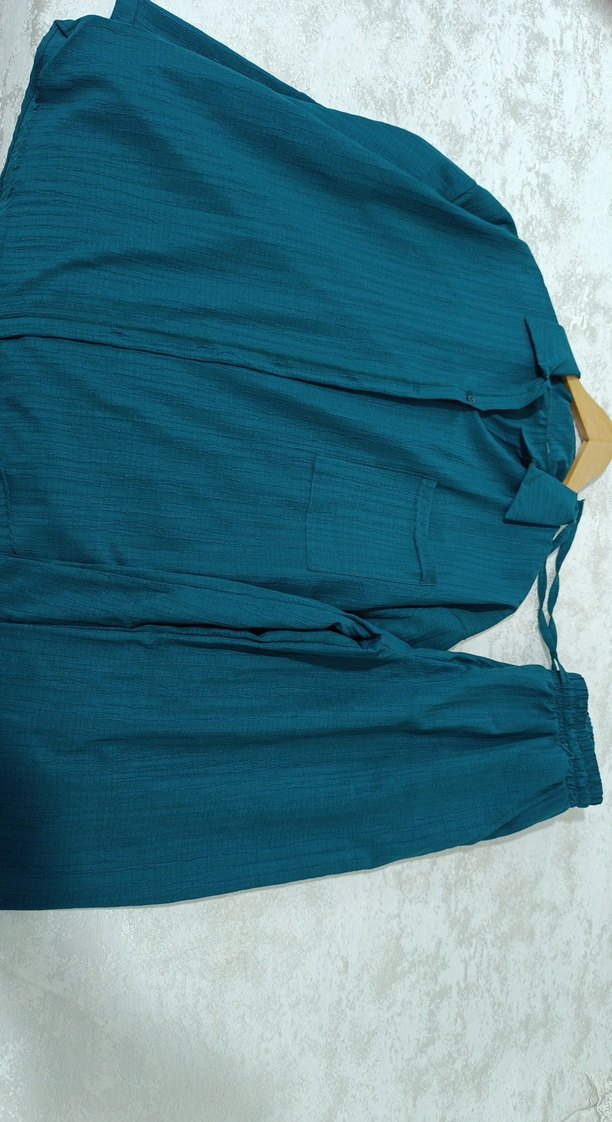 Lacivert Düğmeli Erkek Bohem Pijama Takımı - Görsel 4