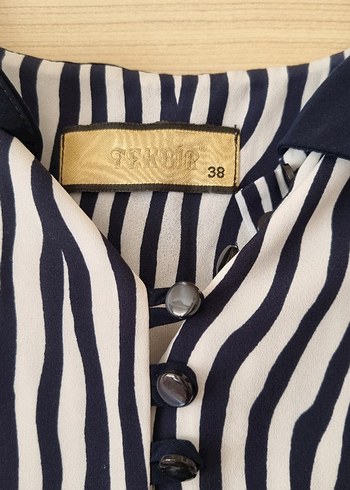 38 Beden Zebra Desenli Lacivert Uzun Kollu Elbise