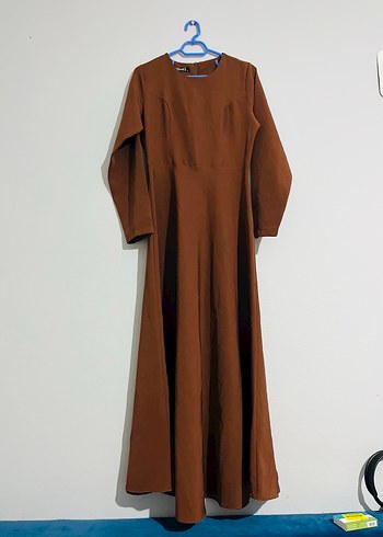 Kadın Kahverengi Uzun Kollu Uzun Elbise - Görsel 3