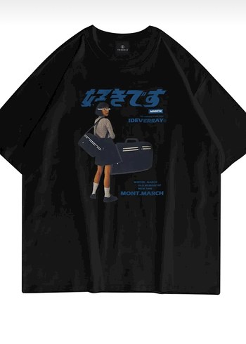 Unisex Harajuku Girl Siyah Tshirt