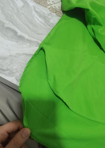 Gizli patlı Düğmeli Yeşil Kadın Gömlek - Görsel 6