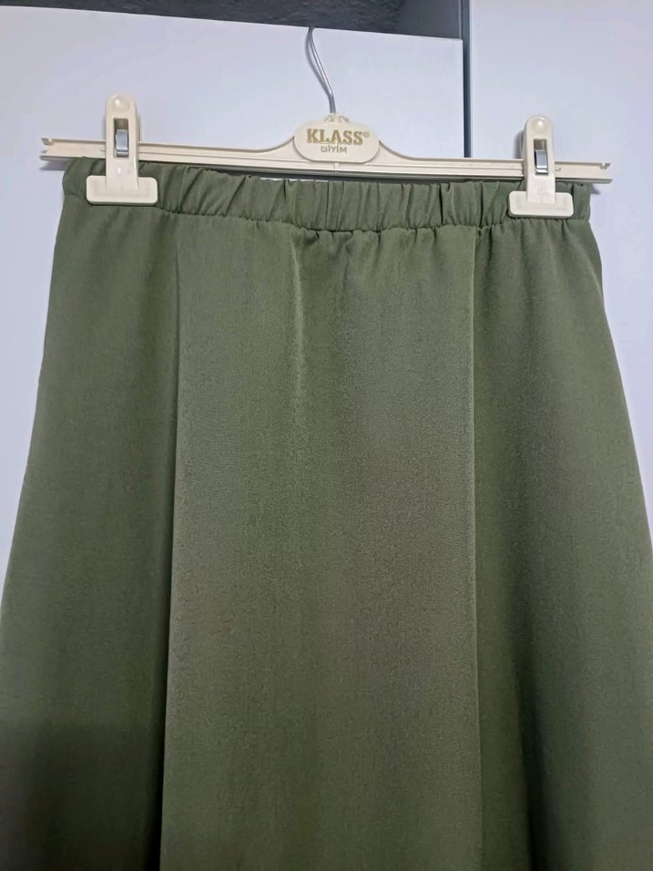 Kadın Haki Uzun kloş Etek - Görsel 2