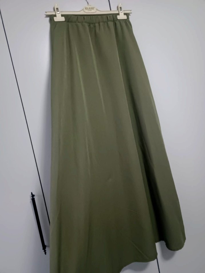 Kadın Haki Uzun kloş Etek - Görsel 4