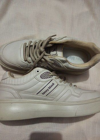 Bej Bağcıklı Spor Ayakkabı - Görsel 2