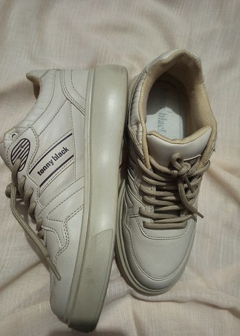 Bej Bağcıklı Spor Ayakkabı - Görsel 3