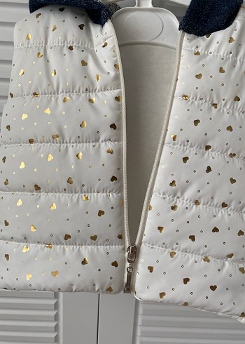 Kız Çocuk Beyaz Fermuarlı Yelek - Görsel 4