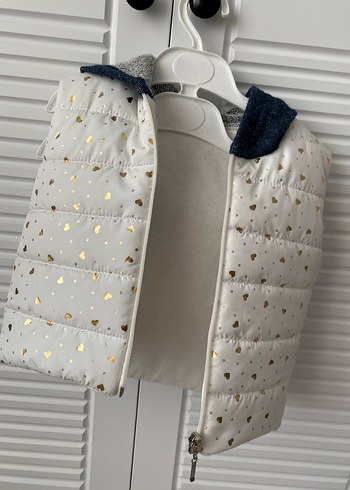 Kız Çocuk Beyaz Fermuarlı Yelek - Görsel 6