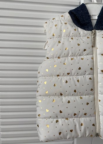 Kız Çocuk Beyaz Fermuarlı Yelek - Görsel 2