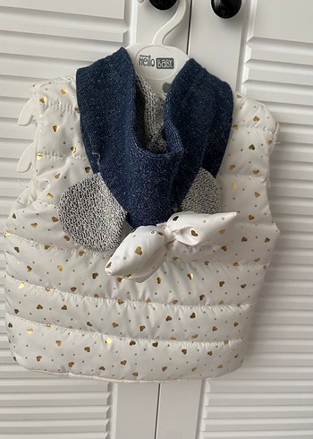 Kız Çocuk Beyaz Fermuarlı Yelek - Görsel 3