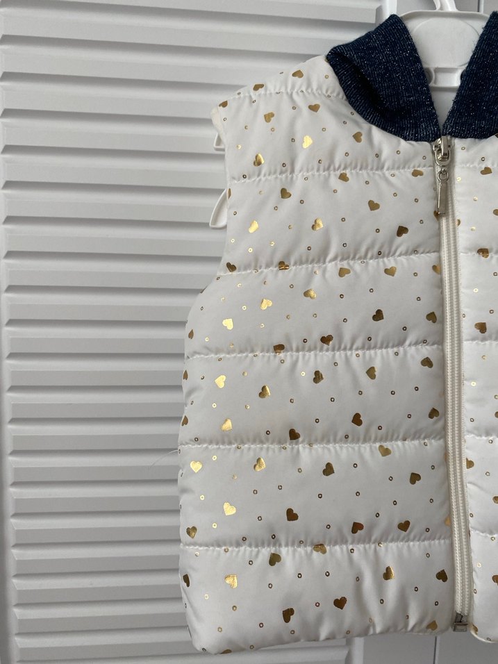 Kız Çocuk Beyaz Fermuarlı Yelek - Görsel 2