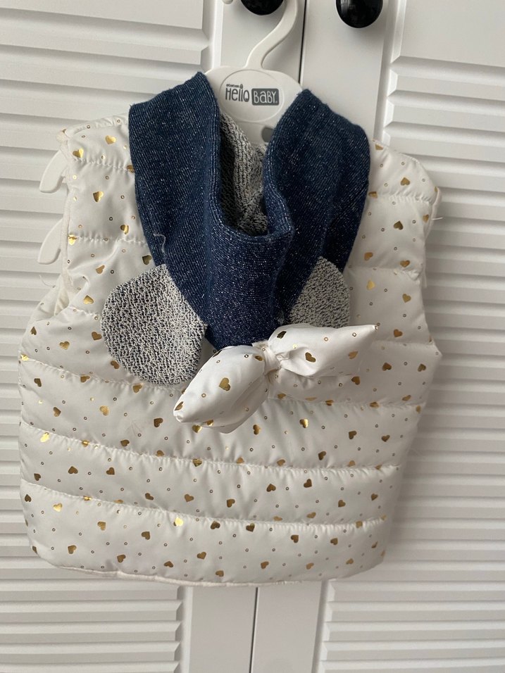 Kız Çocuk Beyaz Fermuarlı Yelek - Görsel 3