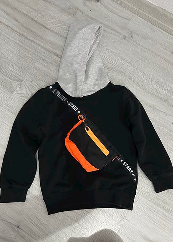 Kapüşonlu Erkek Sweatshirt Siyah Gri