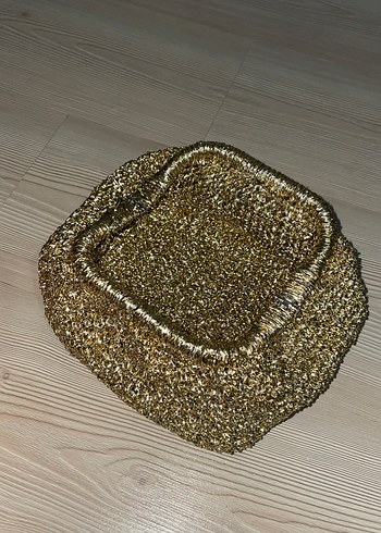 Zara Parlak Altın Renk Triko Kadın Portföy Çanta