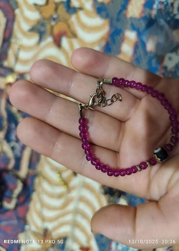 Mor Boncuklu Minimalist Bohem Bileklik - Görsel 3