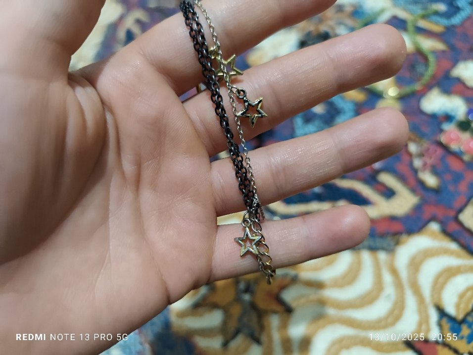 Zincir Detaylı Gold Barış Sembolü Bileklik - Görsel 3