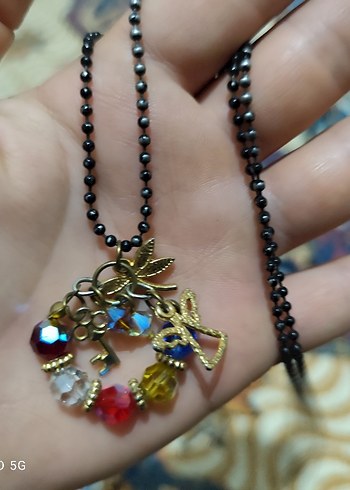 Uzun Boncuklu Çok Renkli Bohem Kolye bileklik takım - Görsel 2