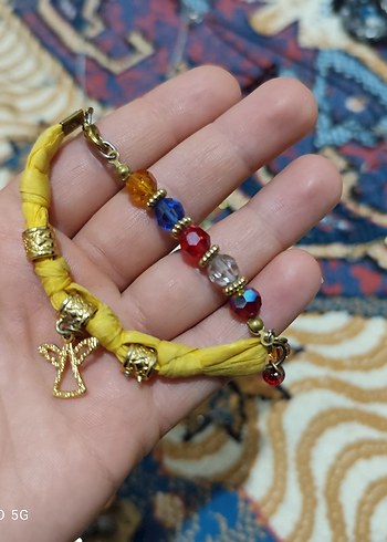 Uzun Boncuklu Çok Renkli Bohem Kolye bileklik takım - Görsel 5