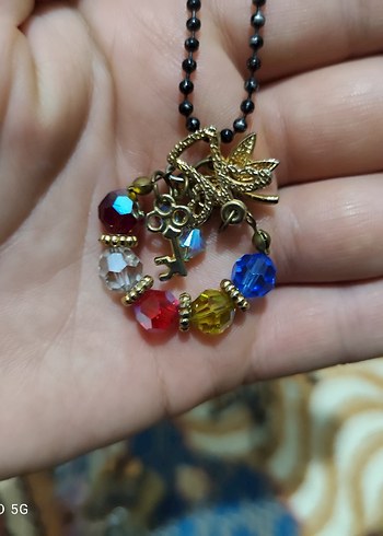 Uzun Boncuklu Çok Renkli Bohem Kolye bileklik takım - Görsel 4