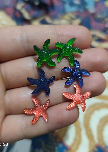 Renkli Payetli Deniz Yıldızı Küpeler - Görsel 2
