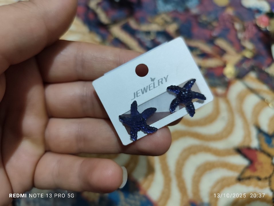 Renkli Payetli Deniz Yıldızı Küpeler - Görsel 5