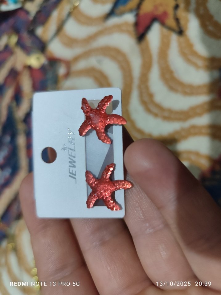 Renkli Payetli Deniz Yıldızı Küpeler - Görsel 3