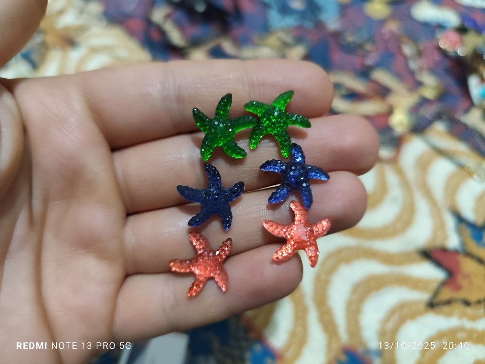 Renkli Payetli Deniz Yıldızı Küpeler - Görsel 2