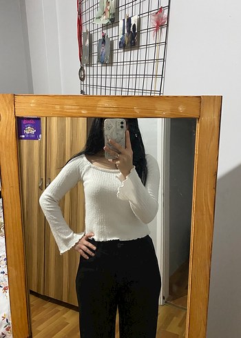 Beyaz Yüksek Yakalı İnce Triko Kazak - Görsel 3