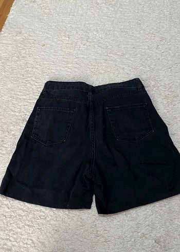 Siyah Salaş Mini Denim Şort - Görsel 2